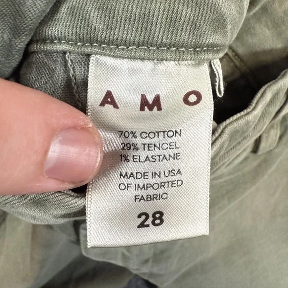 AMO‎ Pants Womens 28 (Fits 30x25) Green Easy Trouser Surplus USA Made Stretch - Picture 7 of 15